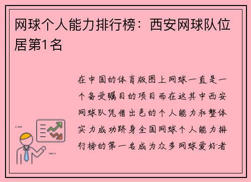 网球个人能力排行榜：西安网球队位居第1名